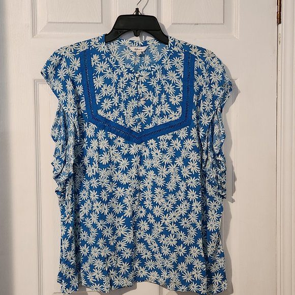 Reitmans Sleeveless Blue Top with White Flowers, XXL, NWT - Picture 2 of 5